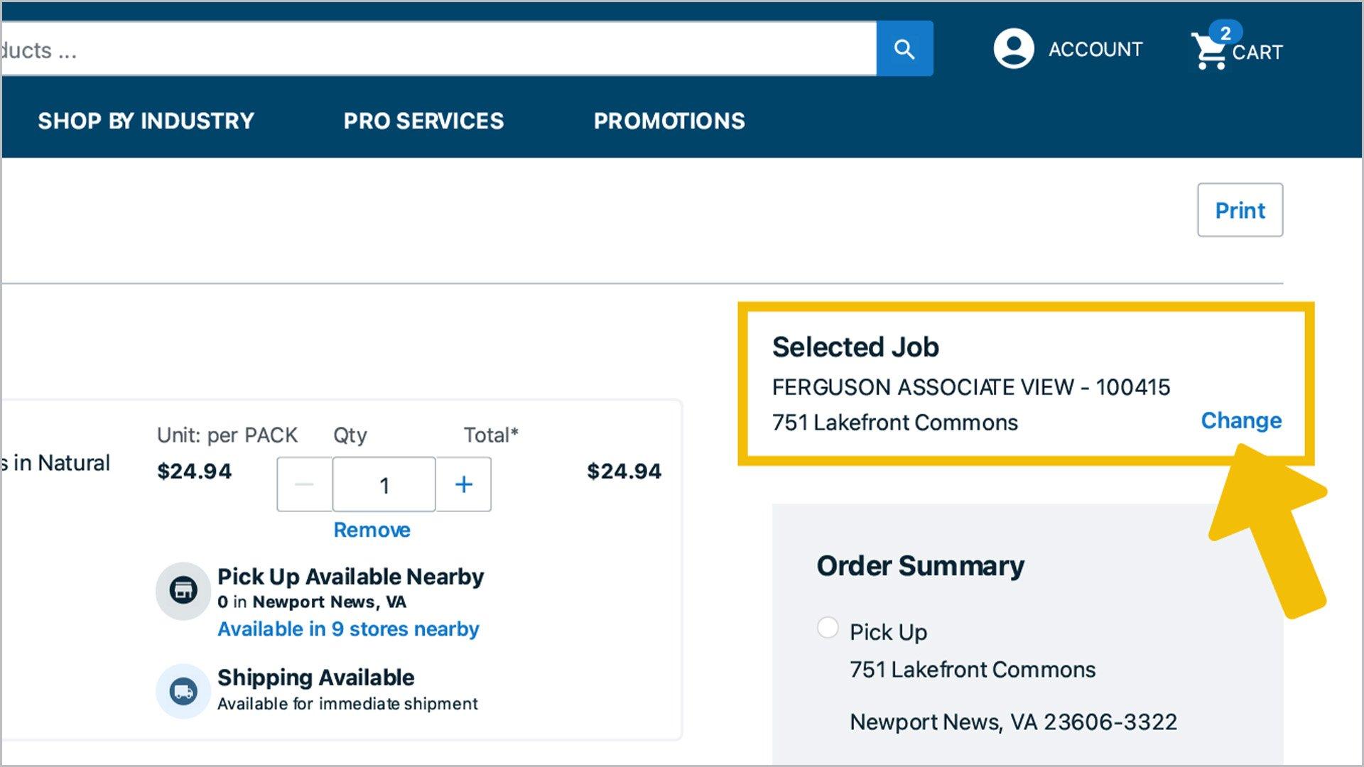 Image of shopping cart being updated